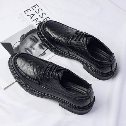 2026 Spring New Lace-Up Men's Shoes, Versatile Men's Black Genuine Breathable Soft Leather Soft-Soled Business Casual Leather Shoes
