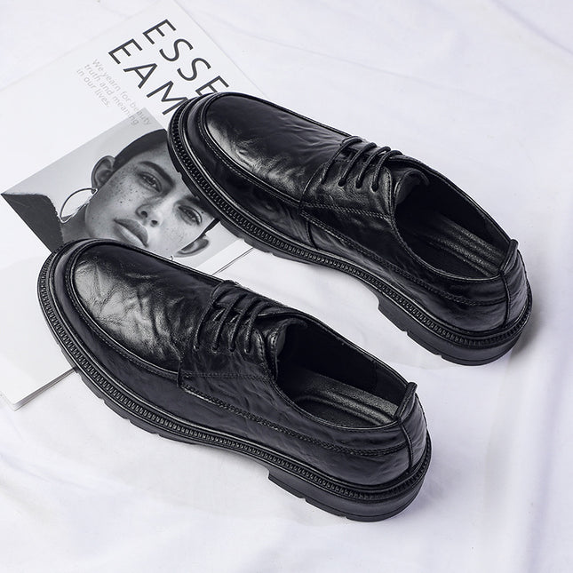 2026 Spring New Lace-Up Men's Shoes, Versatile Men's Black Genuine Breathable Soft Leather Soft-Soled Business Casual Leather Shoes
