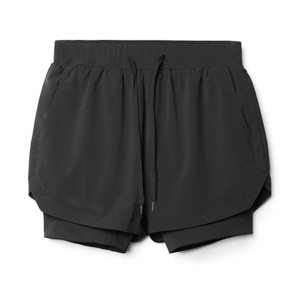 Crazy Muscle Men's Sports Casual Shorts Double Layer Fake Two-Piece Marathon Basketball Fitness Sweat-Wicking Quick-Dry Shorts
