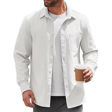 2024 Amazon Hot Sale Men's Light Button-Up Shirt Jacket Casual Jacket Inch Shirt Cotton Jacket