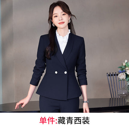 navy blue Professional suit Women's Fashion Elegant Suit Shirt Three-piece Hotel Manager Work Clothes Front Desk Uniform