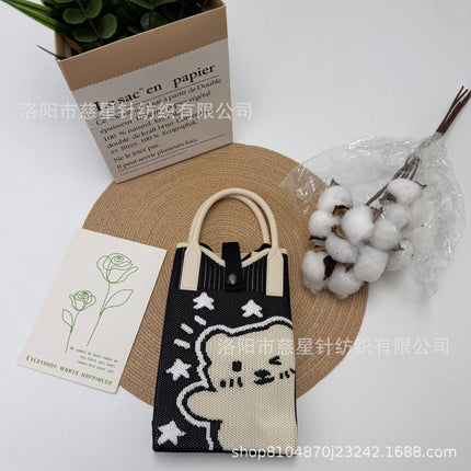 Girl's Heart-Shaped Knitted Crossbody Bag