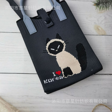 Girl's Heart-Shaped Knitted Crossbody Bag