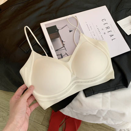 Fragrance Intimates for Women with Small Breasts, Summer Ultra-Thin Cool Silver Silk Spaghetti Straps, Seamless Vest Bra