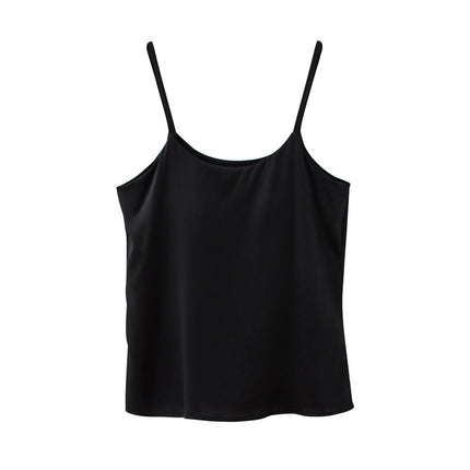 Tangge Summer High Luxury Heavy 19 Mm Silk Glosse Stretch Ribbon Latex Chest Pad Mulberry Silk Camisole