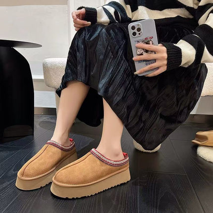 Tazz Women's Snow Boots with Plush Lining, Thickened 2025 New Versatile Casual Comfortable Thick-Soled Slip-On Furry Shoes