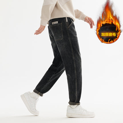 Wange Men's Combed Cotton Washed Stretch Jeans 2025 Spring and Autumn Slightly Loose Casual Small Straight-Leg Pants