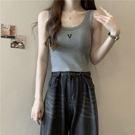 Small Camisole Women's Inner Padded Chest Pad Design-Sense Outer Wear Slim-Fit Slimming Sleeveless Short Base Top Trendy