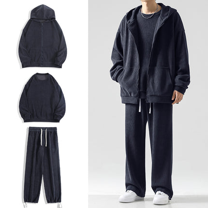 718-SJT860-Three-Piece Set Fall/Winter suit Leisure Velvet suit Men's American Leisure Set