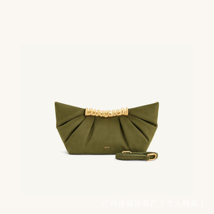 【Cross-Border】Jw Pei Pleated Clutch Bag Leia New Evening Bag Metallic Stylish Shoulder Crossbody Bag