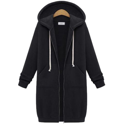 AliExpress Ebay Amazon Autumn and Winter Women's European and American Hooded Long Sleeve Long Sweater Fleece Zipper Coat Women
