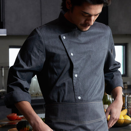 Teshemei Chef Uniform Long-Sleeved Men's Summer Western Restaurant Hotel Cafeteria Restaurant Back Kitchen Chef Uniform Workwear