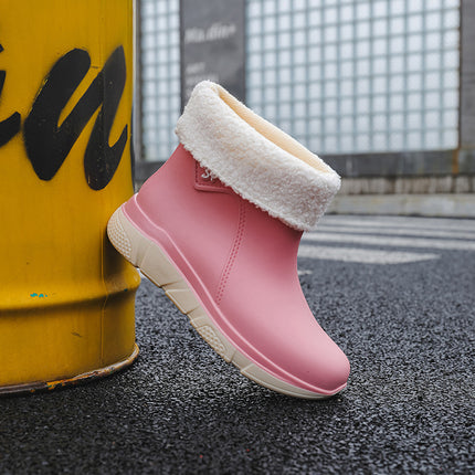 Fashionable Waterproof Rain Boots for Women, Fashionable Mid-Calf Water Boots, Lightweight Outer Overshoes, Non-Slip, Versatile and Wear-Resistant for All Seasons