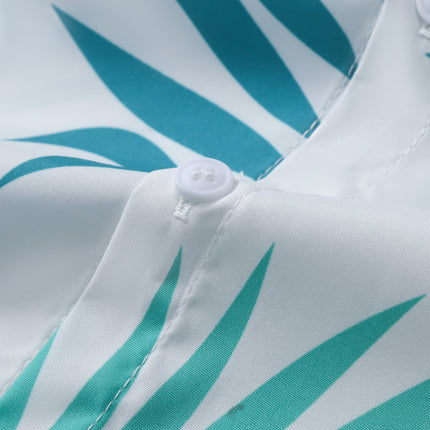 Hawaii vacation men's light green palm leaf men's short sleeve shirt men's shirt summer 2025 new cross-border