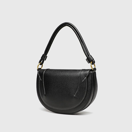 Z Family Cross-border Fashion 2025 New Contrast Color-striped Handheld Crossbody Clamshell Hard Bag Women's Shoulder Saddle Bag