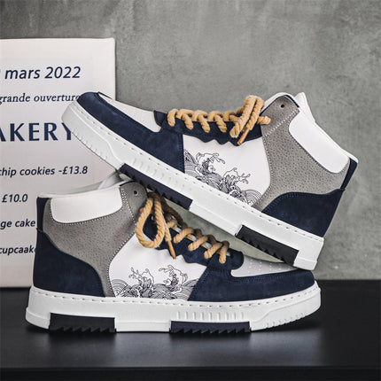 Men's Shoes Autum New High-Top Sports and Leisure Korean Style Trbottomyy Versatile Youth Thick-Soled Board Wholesale Aj Trbottomy Shoes