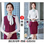 wine red waistcoat dress white shirt / S