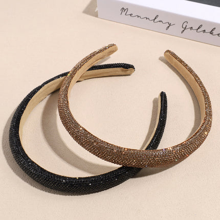 Cross-border new high head full drill super flash hair hoop net red women's sponge hair hoop water drill head hoop hair accessories wholesale