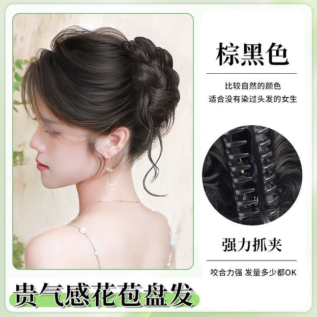 Dirty Flower Bud Wig Grab Disc Hair Ball Head Artifact Simulation Hair Internet Red High Cranial Top New Chinese Style Wig Ring