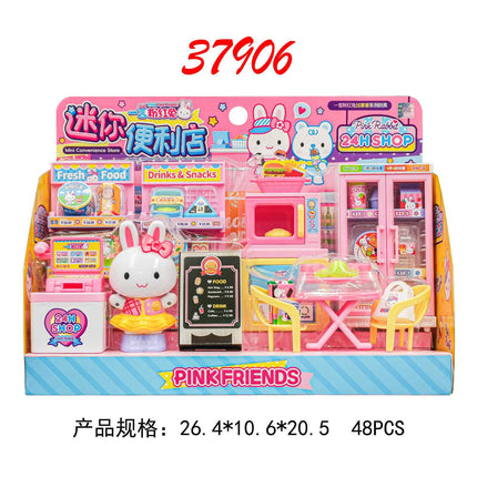 One-word pink rabbit kitchen refrigerator cake dessert shop girl simulation play house toys wholesale mini notebook