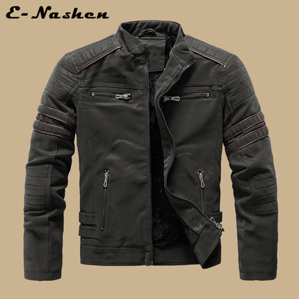Factory Direct Sale Men's Autumn and Winter Suede Leather Jacket Fashion Slim Brushed Pu Motorcycle Trendy Brand Slim Coat