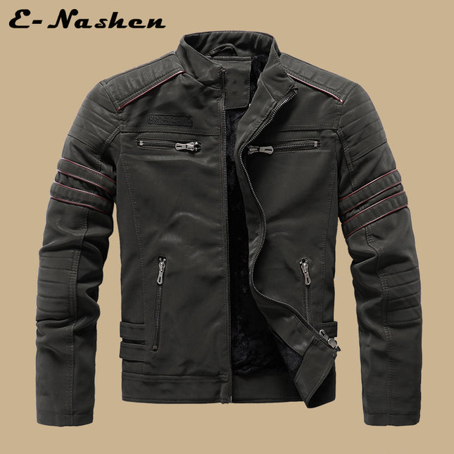 Factory Direct Sale Men's Autumn and Winter Suede Leather Jacket Fashion Slim Brushed Pu Motorcycle Trendy Brand Slim Coat