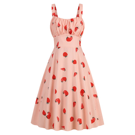 2024 Summer New Sling Dress European and American Cute Printed Women's Slim-fit Sling Dress Stage Performance Dress