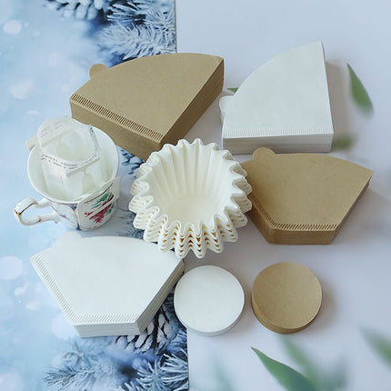 102 Coffee Filter Paper Drip Filter Cup V60 Coffee Powder Filter Paper Hanging Ear Pot Conical Round Bowl-Shaped Coffee Machine Filter Paper