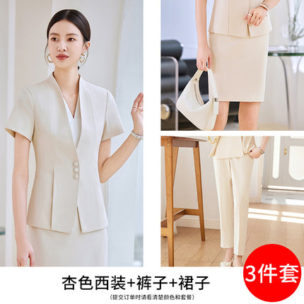 High-end Suit suit Women's Short-sleeved Summer New Tooling Hotel Front Desk Temperament Work Clothes Professional Thin Suit