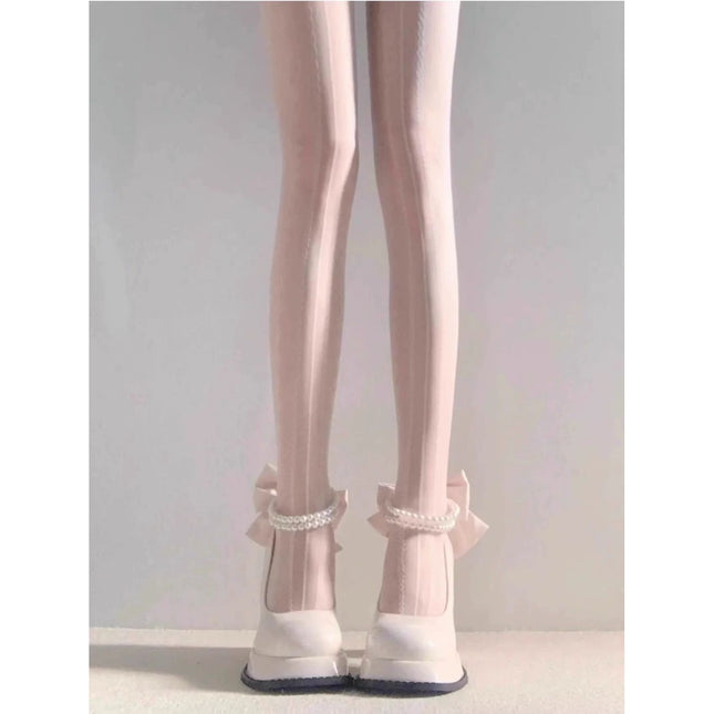 Bow Fairy French Pearl White High Heels Small Waterproof Spring & Fall New Shoes