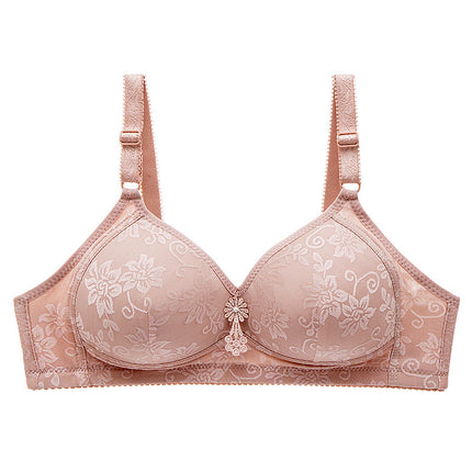 Underwear Women's Bra Push-Up Without Rims to Control Secondary Breasts Adjustable Sexy Thin Large Size Mother's Bra for Middle-Aged Women