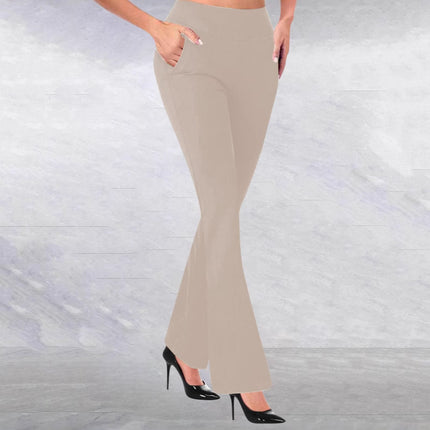 Cross-border new European and American women's flared pants front pocket micro horn back pocket high waist hip solid color casual pants