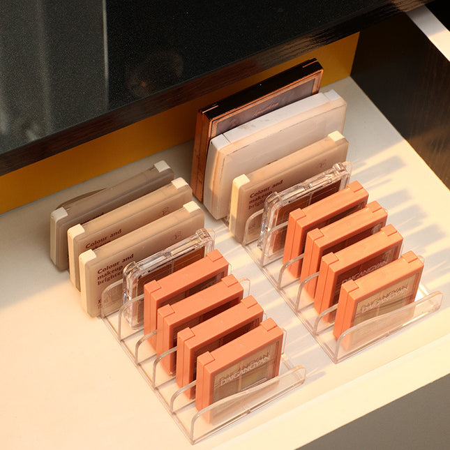 Eye Shadow Plate Storage Box Powder Cake Partition Acrylic Transparent Desktop Makeup Blush Cosmetic Shelf
