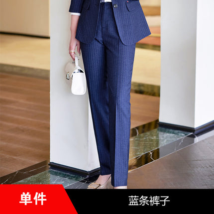 Business Dress Temperament Goddess Fan Striped Suit suit Korean Style Workplace Business Dress Suit Work Clothes Fashion
