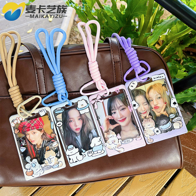 Cute Transparent Card Case Instagram Style Star-chasing Campus Meal Card Protective Case with Lanyard Bus Subway Star Card Pendant