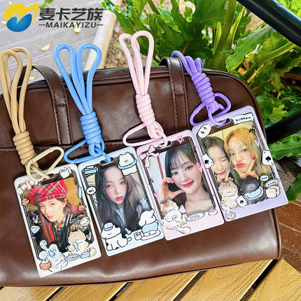 Cute Transparent Card Case Instagram Style Star-chasing Campus Meal Card Protective Case with Lanyard Bus Subway Star Card Pendant
