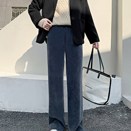 Chenille Thickened Floor Trousers Autumn and Winter High Waist Draped Corduroy Wide Leg Pants 100.00kg Knitted Pants Loose