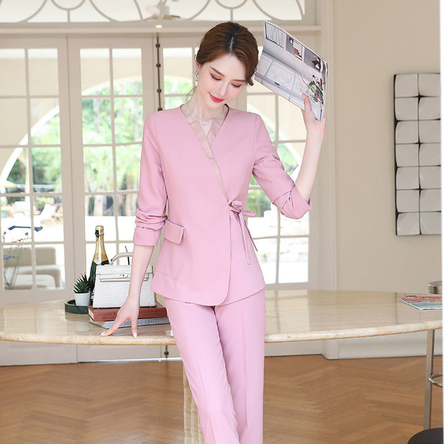 Beautician Spring and Autumn new long sleeve fashion temperament skin management Medical Beauty front desk Health Center foot bath technical work clothes