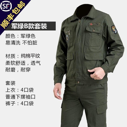Wear-resistant work clothes suit men's autumn and winter thickened one-piece suit welding clothes anti-scald welder clothes spring and autumn labor protection clothes worker