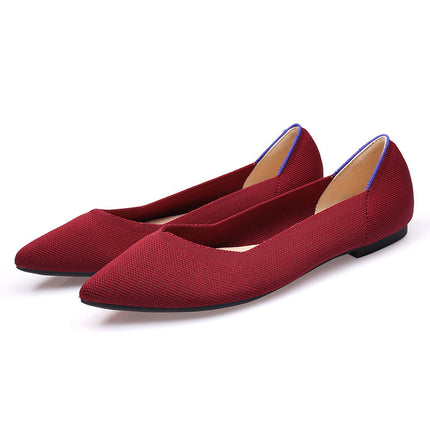 Egg roll European and American princess shoes spring and autumn fly woven shoes 40 beans 41 flat 43 plus size women's shoes soft bottom knitted pointed