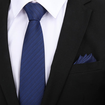 Formal wear wedding tie men's 8CM bridegroom wedding Korean style wine red business tie narrow zipper lazy men and women