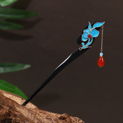 Antique Hairpin Tassel Step Wooden Hairpin Imitation Ebony Headwear Disc Hair Han Clothes Accessories Hair-pulled Ancient Clothes Hair Women