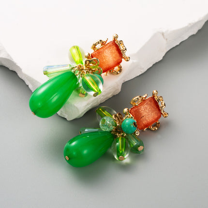 European and American fashion new vintage earrings exaggerated geometric resin drop earrings senior sense niche earrings wholesale
