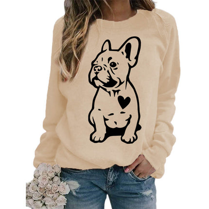 Foreign trade supply dog love printing round neck jacket sweater European size women's coat long sleeve cross-border autumn and winter leisure