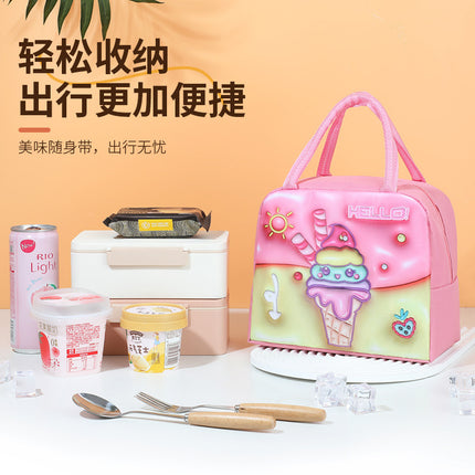 Cartoon Lunch Box Bag Portable Lunch Bag Thermal Insulation Bag Aluminum Foil Lunch Bag Handbag Student Office Student Eco-friendly Portable