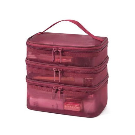New Large-Capacity Cosmetic Bag for Women, Black Transparent Mesh Cosmetics and Toiletries Storage Bag with Transparent Design