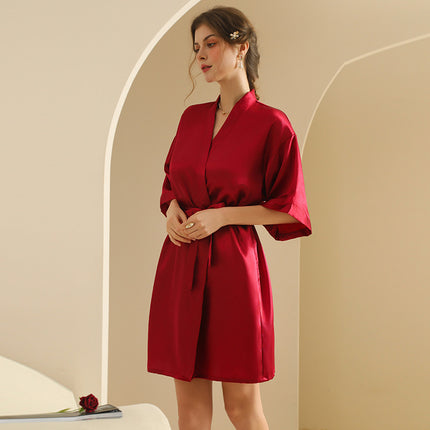 bride Gown morning Gown Lady nightgown wedding makeup bridesmaid group wedding kimono imitation silk cardigan bathrobe