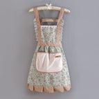 Strap canvas floral princess dress towel pocket green