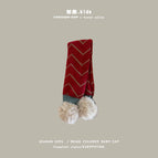 W pattern fur ball scarf (recommended for 3-8 years old)