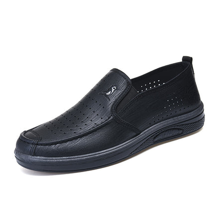 New Summer Men's Clogs, Breathable Hollow Mesh Shoes, Soft Soles, Non-Slip, Wear-Resistant Work Shoes, Men's Leather Shoes for Work